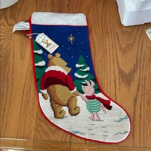 Disney Winnie the Pooh Holiday Stocking - Blue and Red